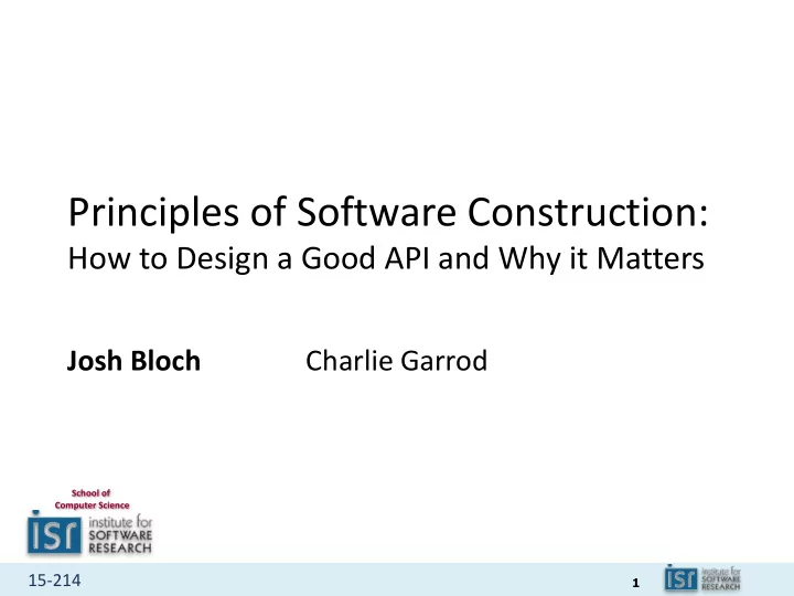 principles of software construction