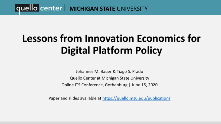 lessons from innovation economics for digital platform