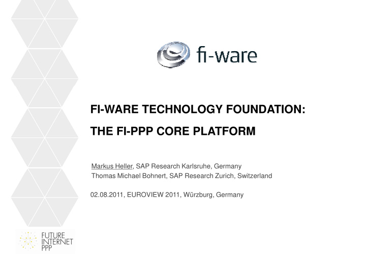 fi ware technology foundation the fi ppp core platform