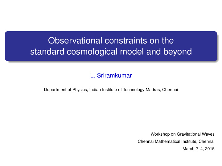 observational constraints on the standard cosmological