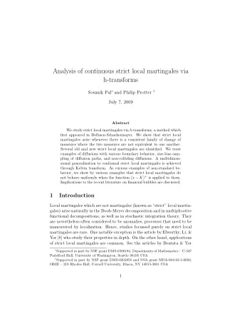 Analysis of continuous strict local martingales via  h-transforms Soumik Pal  and Philip Protter