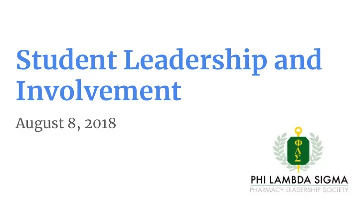 student leadership and involvement