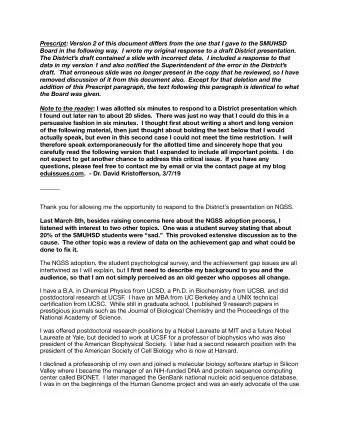 Prescript: Version 2 of this document di ff ers from the one that I gave to the SMUHSD  Board in