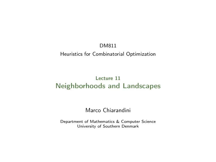 neighborhoods and landscapes