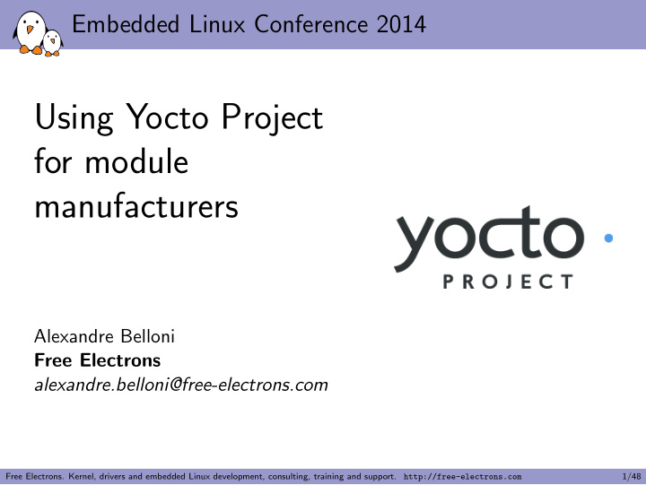 using yocto project for module manufacturers