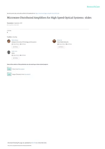 Microwave Distributed Amplifiers for High Speed Optical Systems: slides Presentation  September