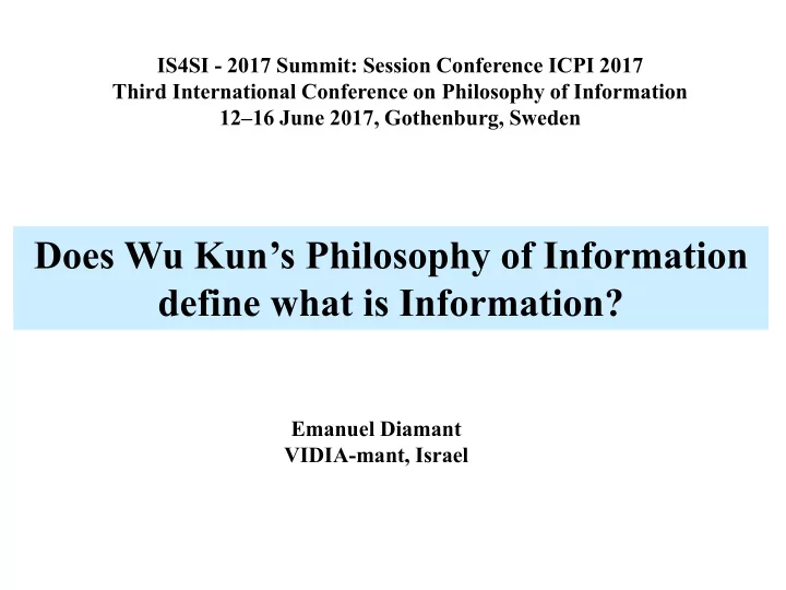 does wu kun s philosophy of information define what is