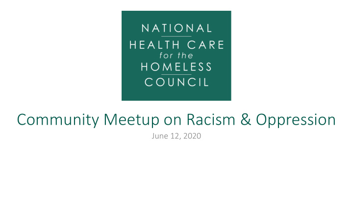 community meetup on racism oppression