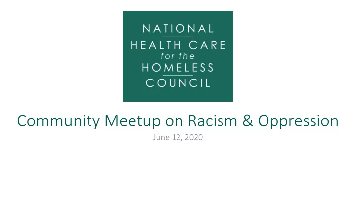 community meetup on racism oppression