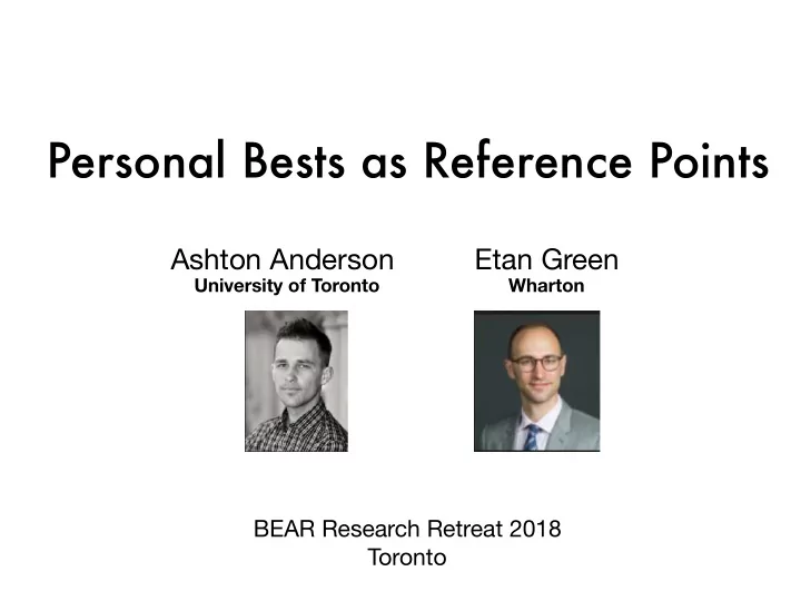personal bests as reference points