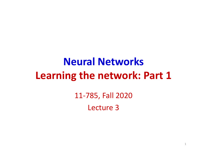 neural networks learning the network part 1
