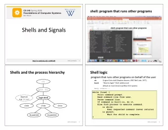 shell: program that runs other programs CS 251 Fa  Fall 2019  2019 CS 240 Spring 2020