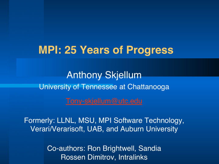 mpi 25 years of progress