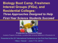 biology boot camp freshmen interest groups figs and