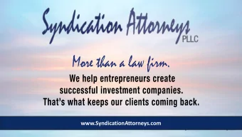 www.SyndicationAttorneys.com  KIM LISA TAYLOR  Corporate Securities Attorney  Founder of