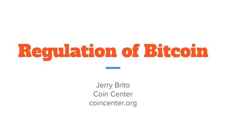 regulation of bitcoin