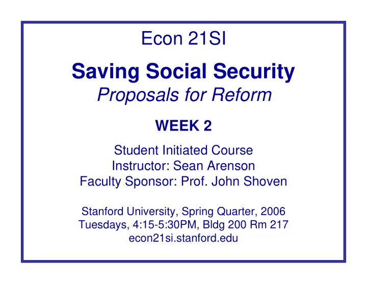 saving social security