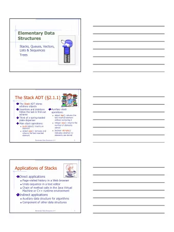 1  Array-based Stack (2.1.1) Algorithm pop (): if isEmpty () then  A simple way of throw