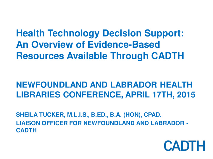 newfoundland and labrador health libraries conference