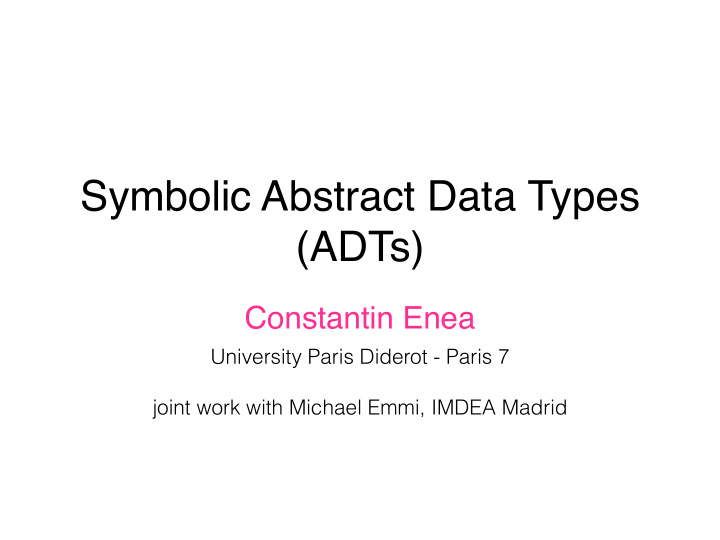 symbolic abstract data types adts