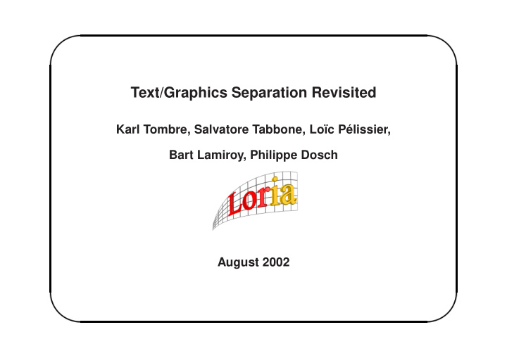 text graphics separation revisited