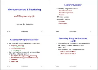 Microprocessors &amp; Interfacing   Assembler directives   Assembler expressions   Macros