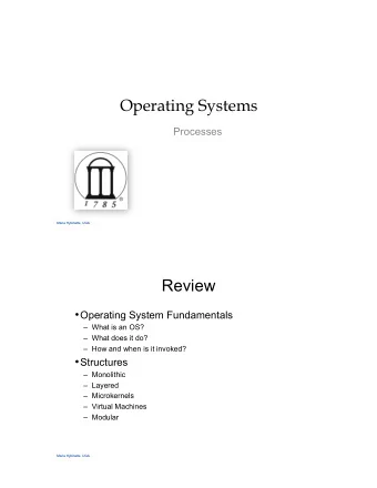 Operating Systems  Processes  Maria Hybinette, UGA  Maria Hybinette, UGA  Review  Operating