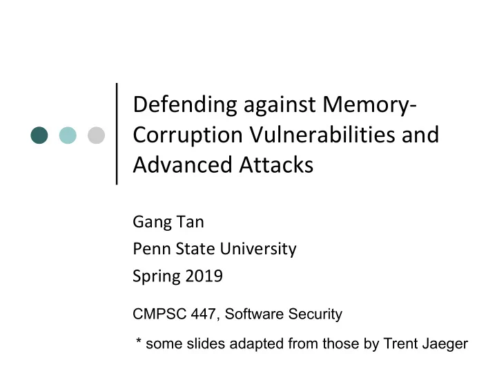 defending against memory corruption vulnerabilities and