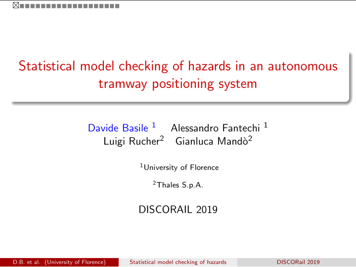 statistical model checking of hazards in an autonomous