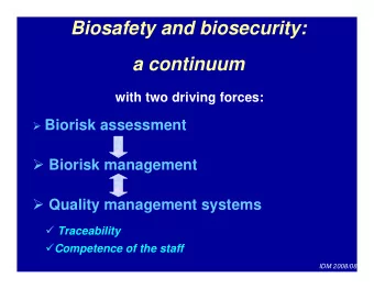 Biosafety and biosecurity:  a continuum  with two driving forces:  Biorisk assessment