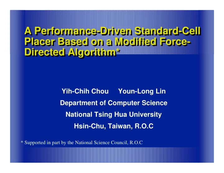 a performance driven standard cell a performance driven