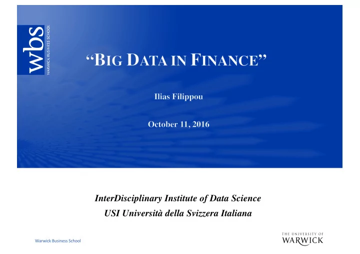 interdisciplinary institute of data science usi universit