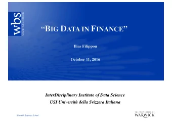 InterDisciplinary Institute of Data Science  USI Universit della Svizzera Italiana  Warwick