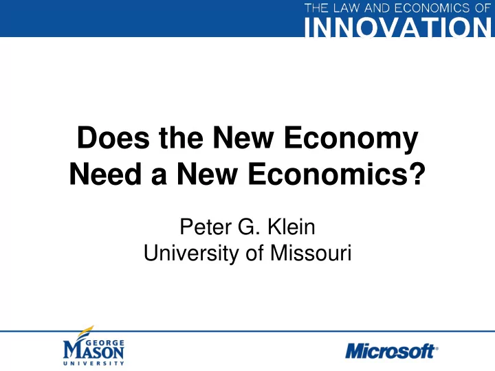 need a new economics