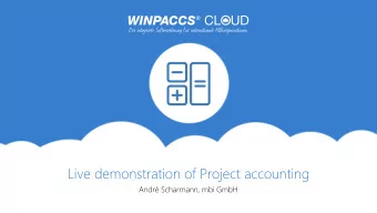 Live demonstration of Project accounting  Andr Scharmann, mbi GmbH  Live demonst  onstrat  ration