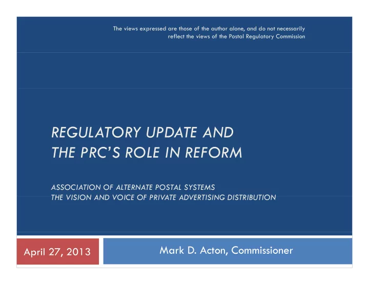 regulatory update and the prc s role in reform