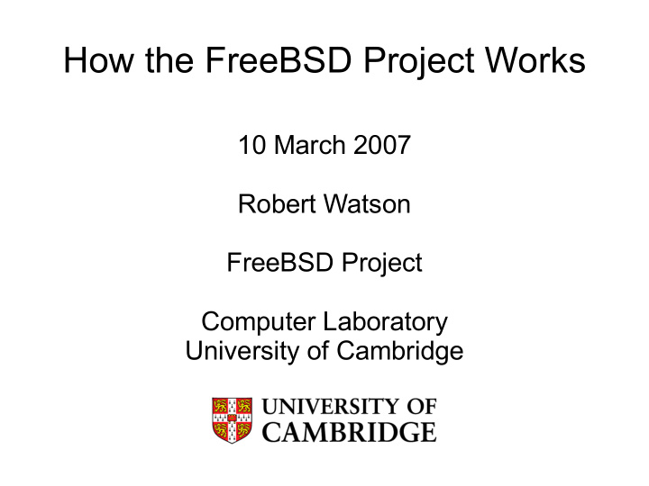 how the freebsd project works