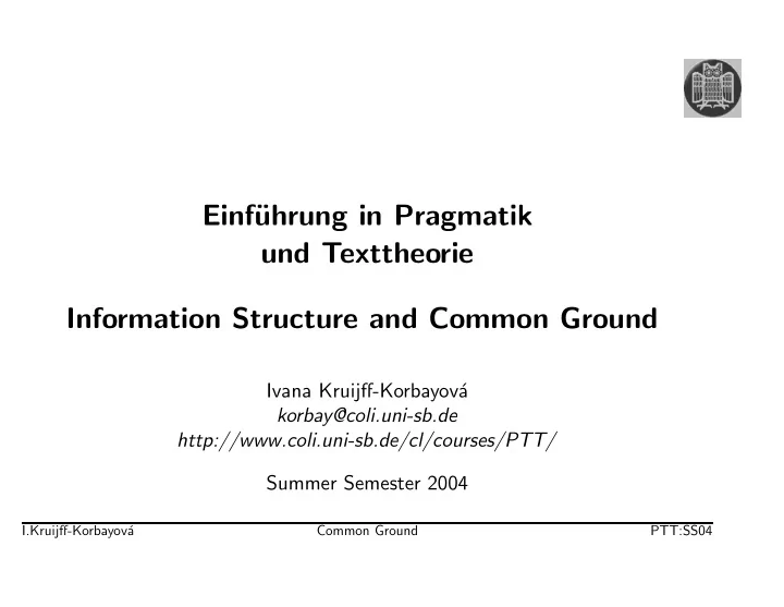 einf uhrung in pragmatik und texttheorie information