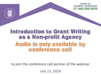 Intr  Introduction to Gr  oduction to Grant Writing  ant Writing  as a Non  as a Non-pr  -profit