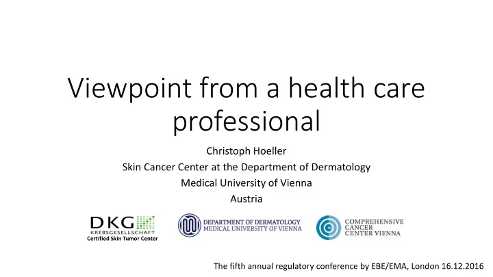 viewpoint from a health care professional