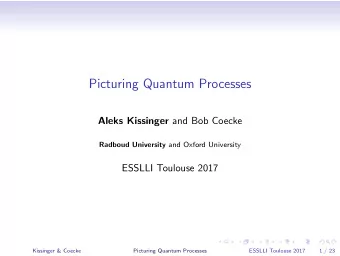Picturing Quantum Processes Aleks Kissinger and Bob Coecke Radboud University and Oxford University