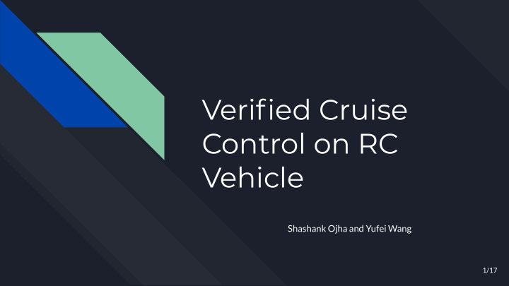 verified cruise control on rc vehicle