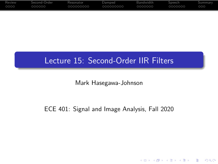 lecture 15 second order iir filters