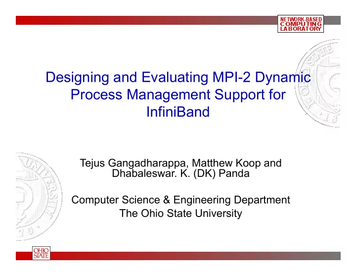 designing and evaluating mpi 2 dynamic process management