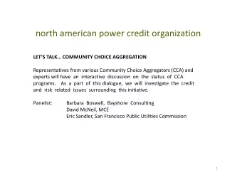 north american power credit organization  LETS TALK COMMUNITY CHOICE AGGREGATION