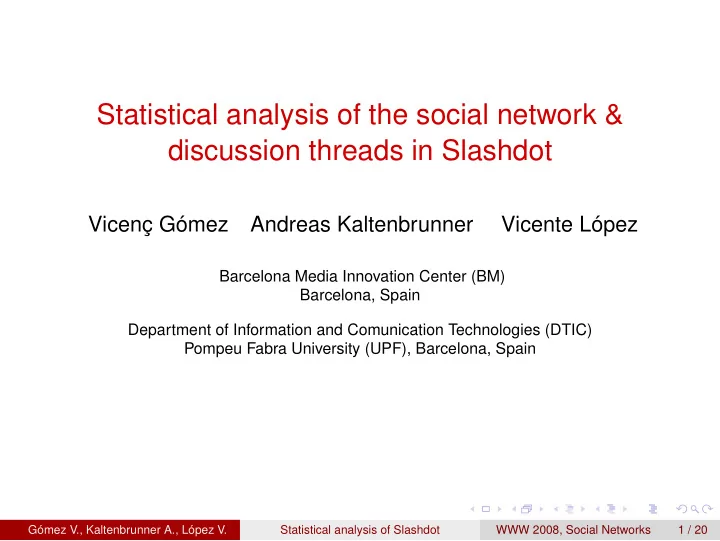 statistical analysis of the social network discussion