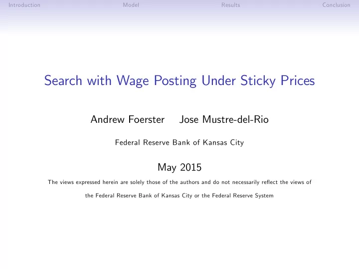 search with wage posting under sticky prices
