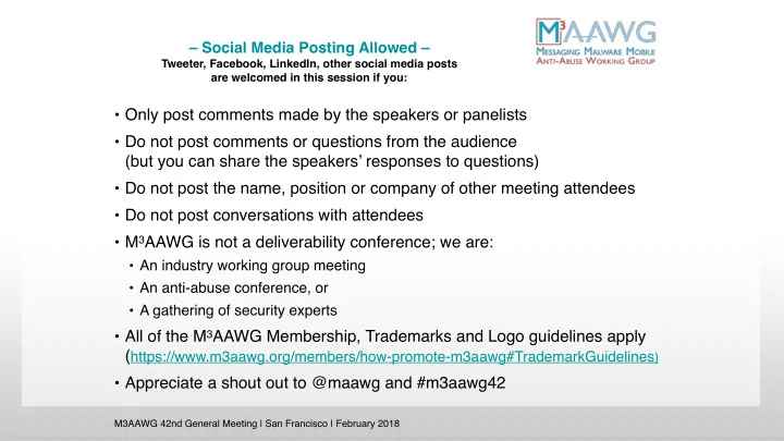 only post comments made by the speakers or panelists do