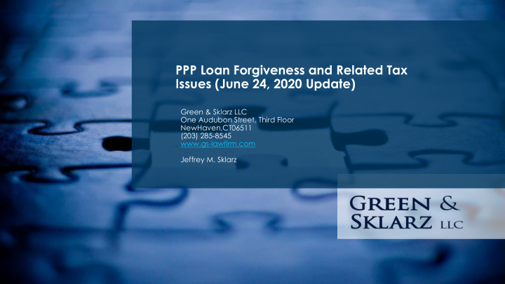 ppp loan forgiveness and related tax issues june 24 2020
