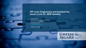 PPP Loan Forgiveness and Related Tax  Issues (June 24, 2020 Update)  Green &amp; Sklarz LLC  One